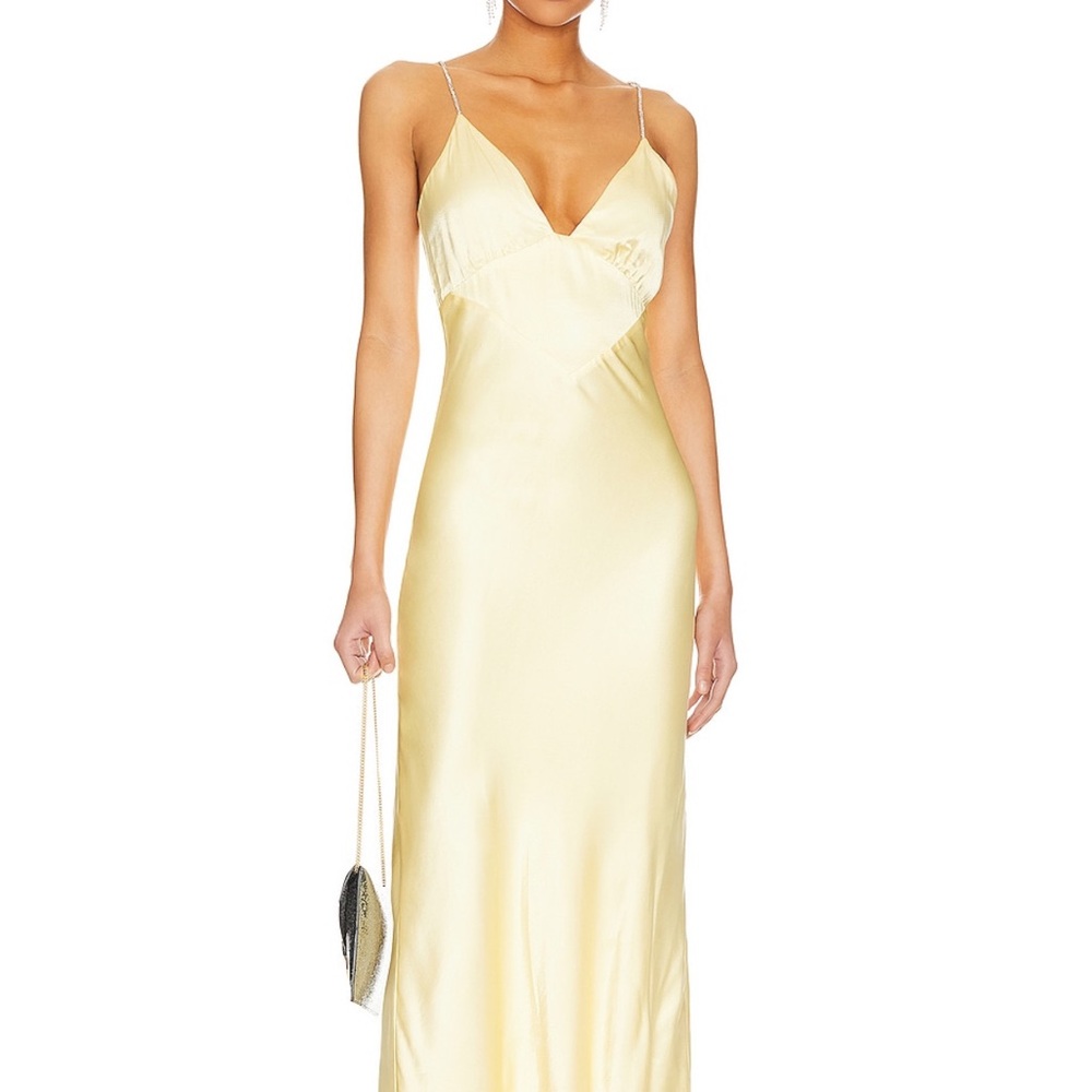 Bardot Capri Diamonte Slip Dress in Canary Yellow